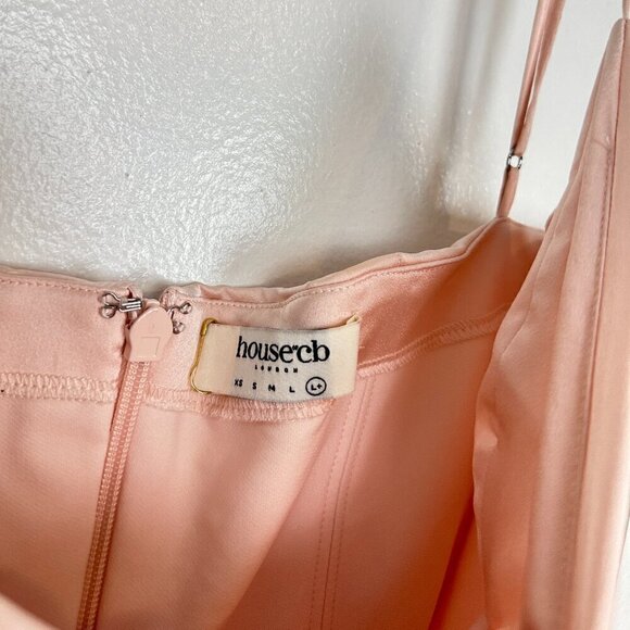 HOUSE OF CB Gisele Satin Corset Midi Dress in Peony Size Large+ (X-Large) - Picture 7 of 15